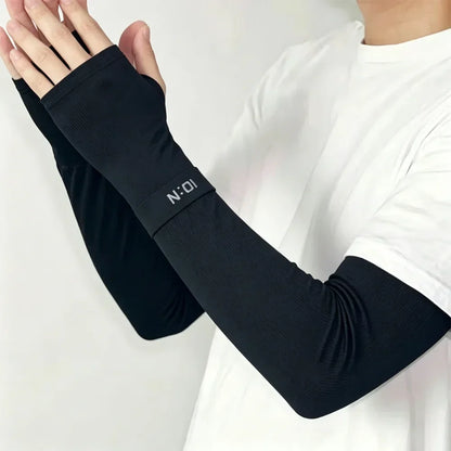 1 Pair Mens Ice Arm Sleeves Sunscreen Elastic Driving Gloves Outdoor UV Protection Arm Cover Sleeves Lightweight Cool Muff New