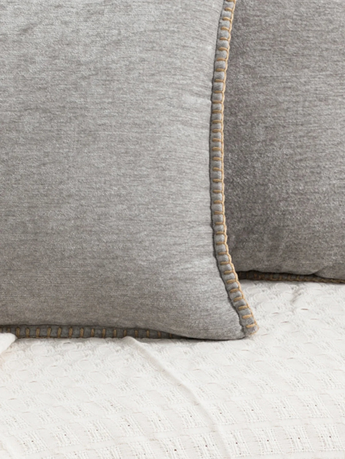 Pink Chenille Cushion Cover with Stitched Edge