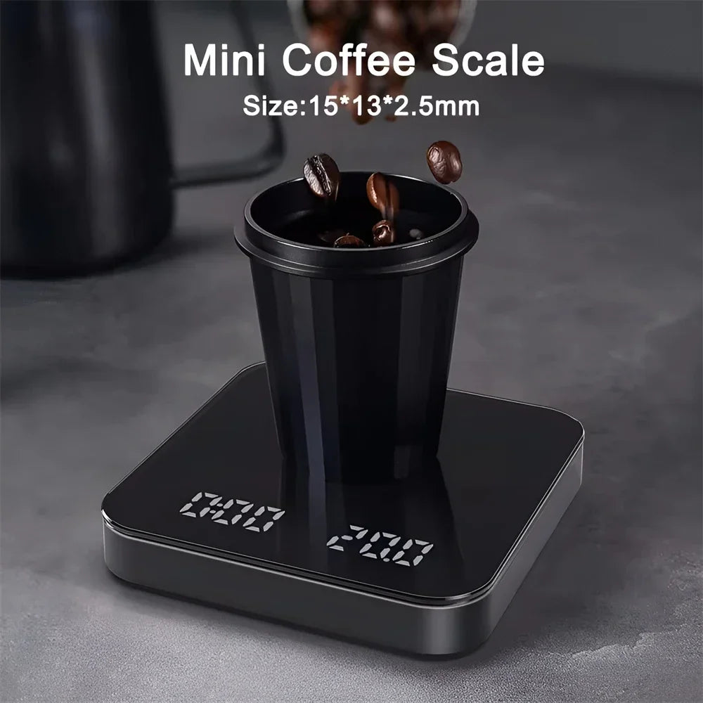 Electronic Coffee Scale with Timer | LED Display USB Charging 3KG Precision Scale