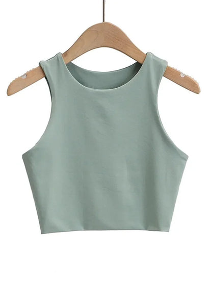 Women's Slim O-Neck Sleeveless Tank Top — Double Nylon Ladies Quality Top 6 Colors