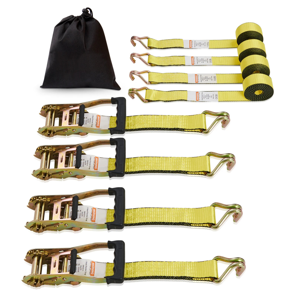4pcs Ratchet Tie Down Strap Strong Double J Hook Ratchet Belt Luggage Bag Cargo Lashing for Moving Appliances