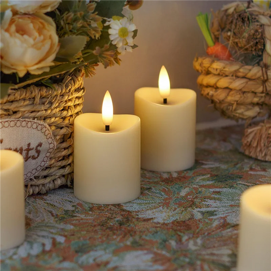 B84B-12X LED Candles, Flickering Flameless Candles,Rechargeable Candle, Real Wax Candles With Remote Control, Milky White