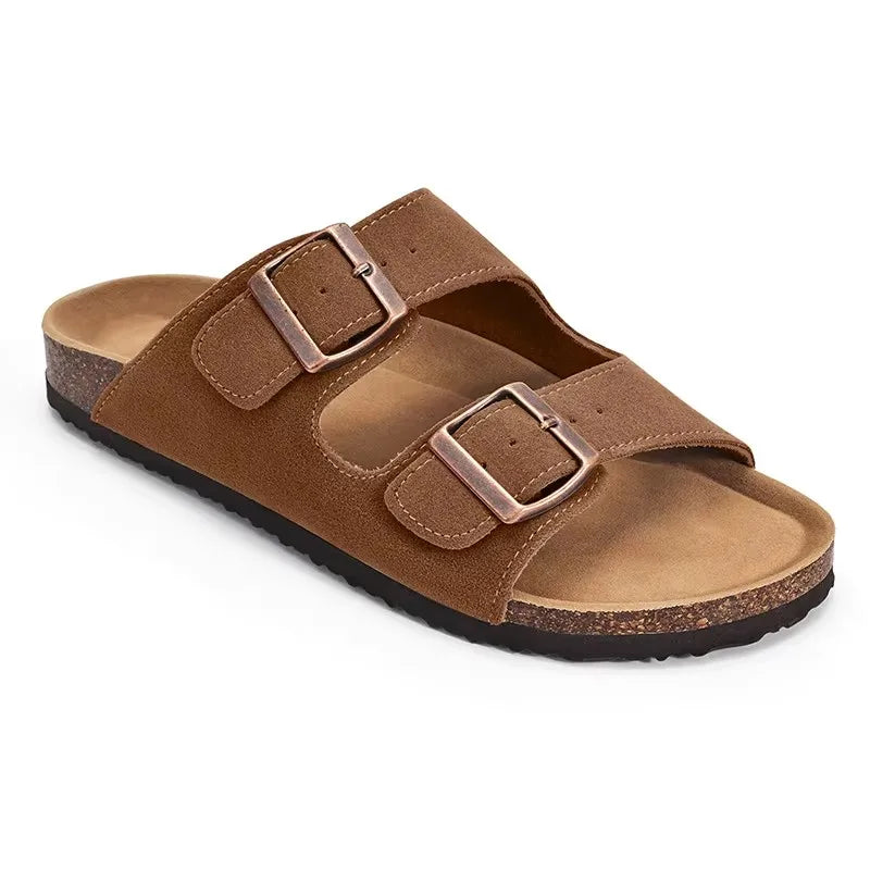 Men’s Suede Clogs — Soft Leather Cork Sandals with Arch Support
