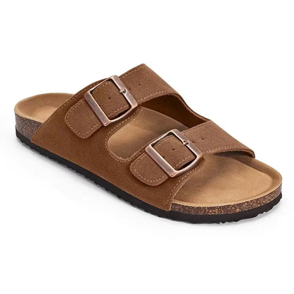 Men’s Suede Clogs — Soft Leather Cork Sandals with Arch Support