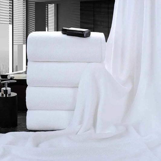 Large Thick Cotton Bath Towel, White Shower Towels, Home Bathroom, Homestay Hotel Adults, 70x180cm