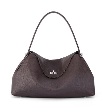 Retro Cowhide Leather Tote, Large Capacity Shopping Bag