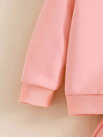 Newborn baby girl's English printed fleece hoodie and sporty casual pants are suitable for outdoor use