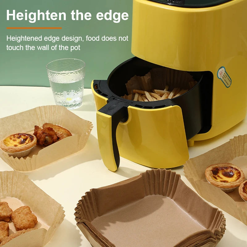 50-Pack Disposable Air Fryer Paper Liners, Non-Stick Square