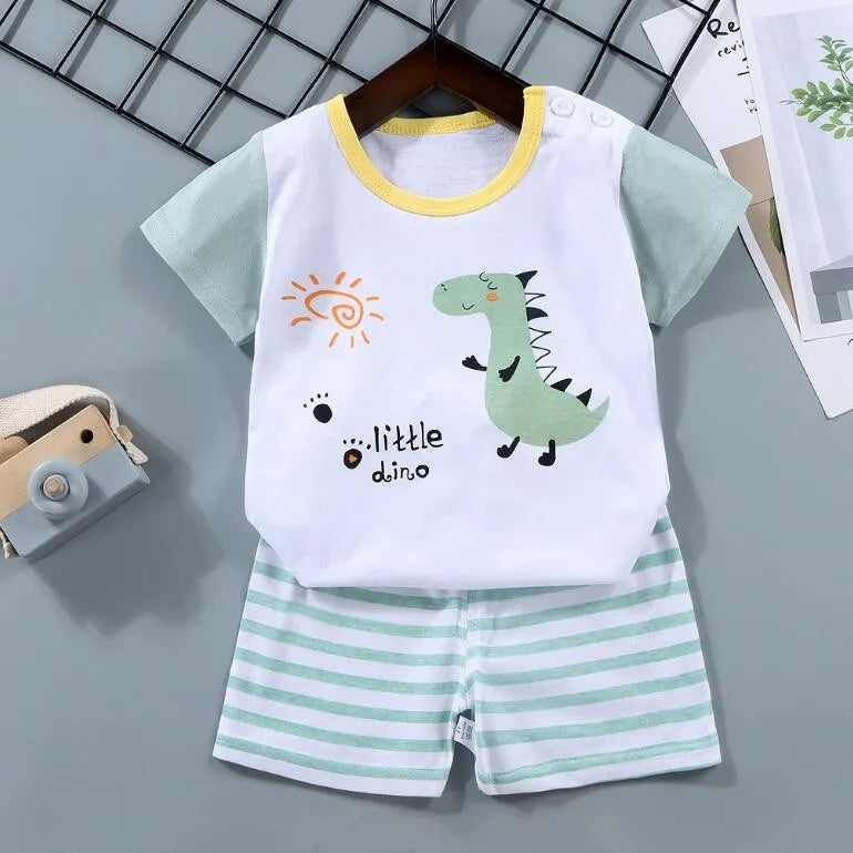 Zebra Print Tee & Striped Shorts 2-Piece Set