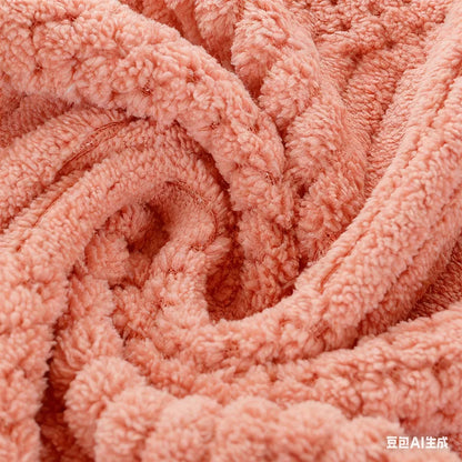 5-Piece Coral Fleece Lucky Grid Towel Set — Quick-Drying