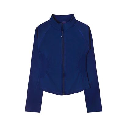 Women’s Zip-Up Sports Jacket — Seamless Long Sleeve Gym Activewear