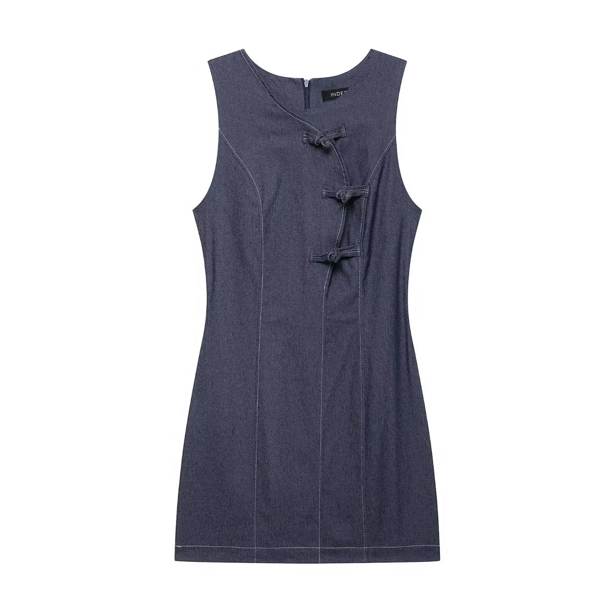 Women's Elegant Knot Buckle Sleeveless Dress – Pleated Hem Retro Chic Office & Casual Dress
