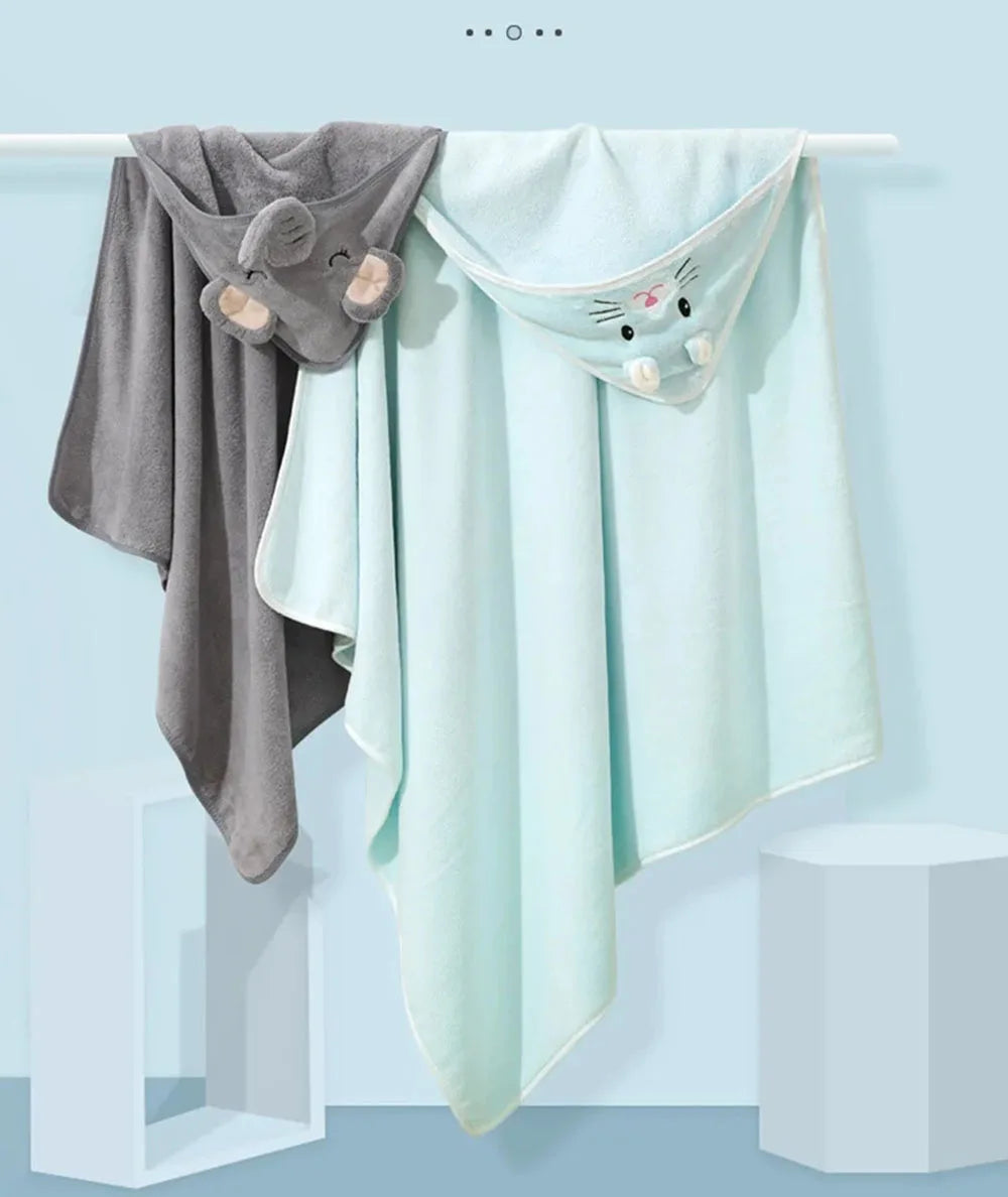 Hooded Coral Fleece Toddler Bathrobe & Towel