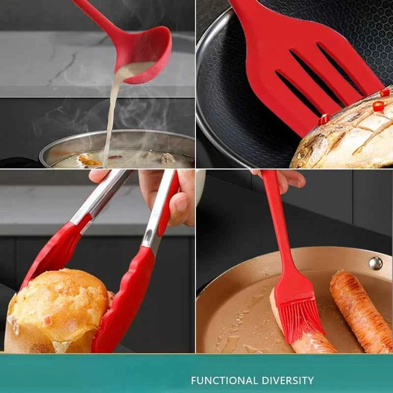 12PCS Silicone Cookware Set Kitchen Cooking Tools Baking Tools Tableware Silicone Shovel Spoon Scraper Kitchen Accessories