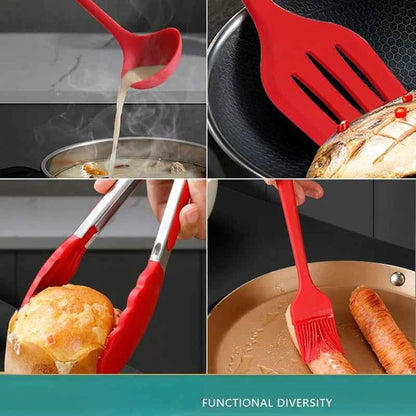 12PCS Silicone Cookware Set Kitchen Cooking Tools Baking Tools Tableware Silicone Shovel Spoon Scraper Kitchen Accessories