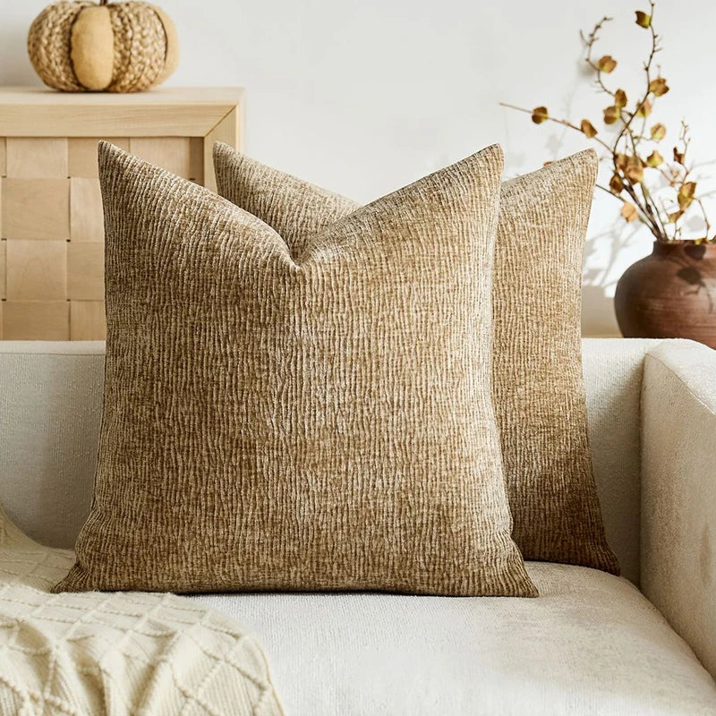 Khaki Chenille Decorative Cushion Cover