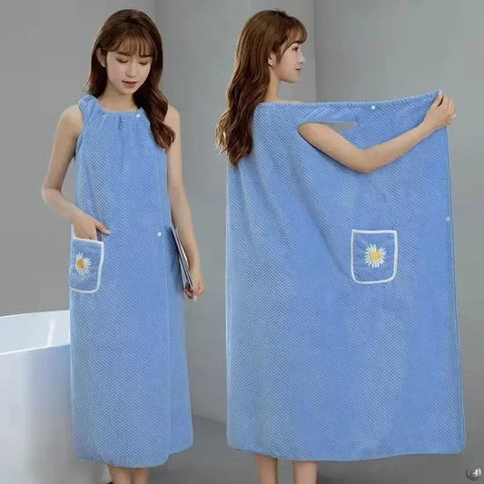 Wearable Bath Wrap Towel, Washable Bathrobe