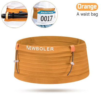 NEWBOLER Elastic Sports Waist Bag Pack Running Race Number Belt Triathlon Marathon Race Cycling Mountaineering Phone Waist Bag