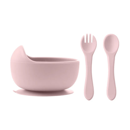 3-Piece Silicone Baby Feeding Bowl Set with Utensils