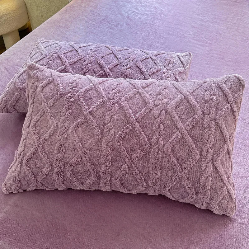 Velvet Rectangle Pillowcase, Beige, Warm Bedding