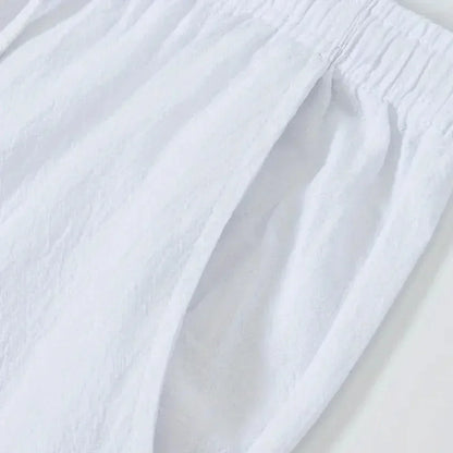 Men's Cotton Linen Loose Breathable Jogger Pants — Elastic Waist Casual Fitness Trousers