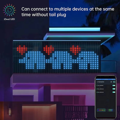 Smart Curtain Lights Bluetooth App LED String RGB Fairy Lights DIY Picture Music Change Display Christmas Halloween Decoration