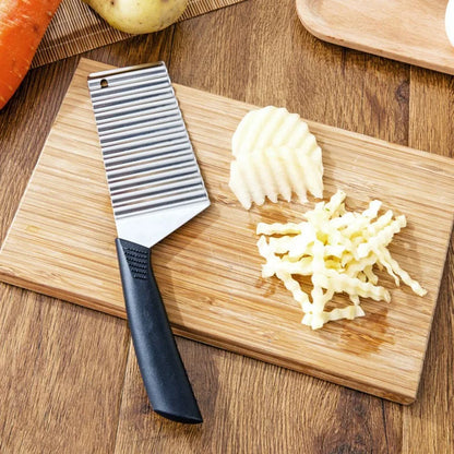 Crinkle Cut Wavy Potato Slicer & French Fry Maker – Stainless Steel Chopper Knife