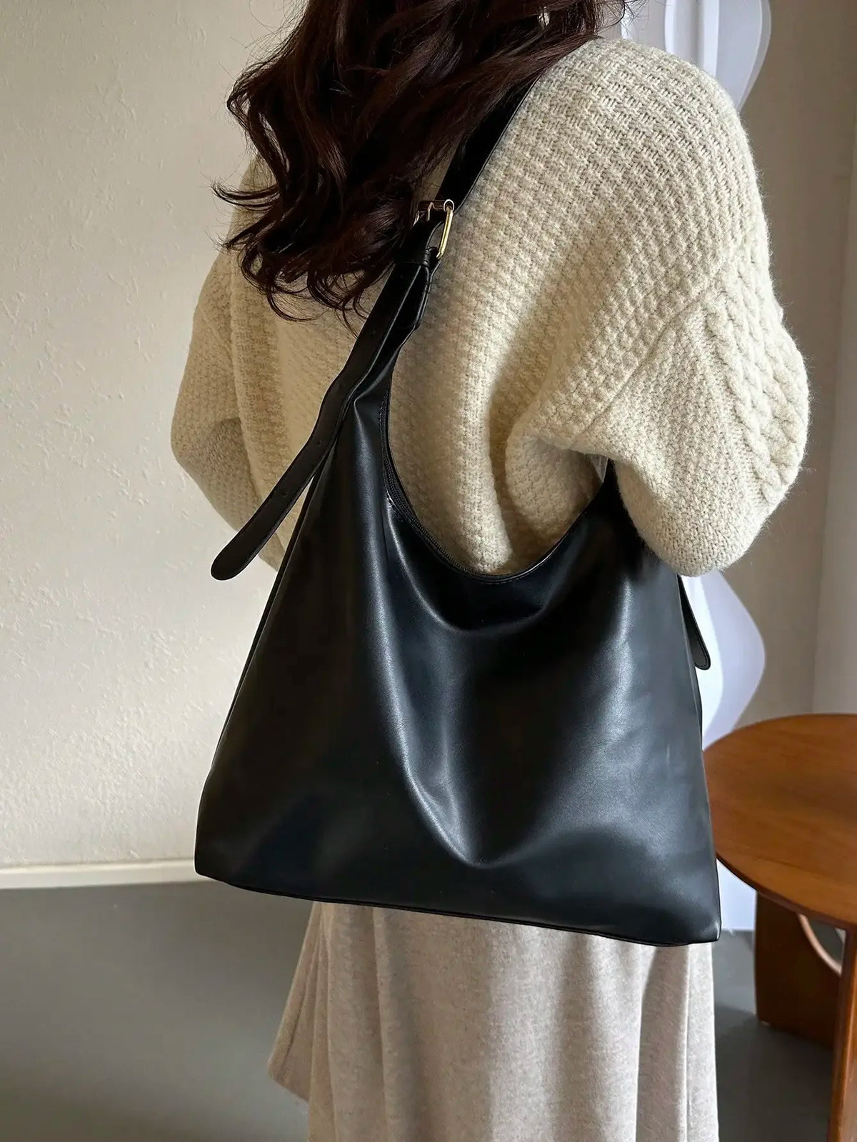 Large Capacity Solid Color Shoulder & Tote Bag