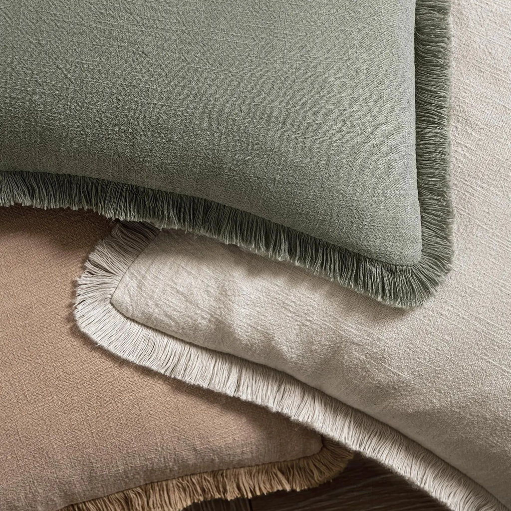 Fringed Boho Cushion Cover with Tassel Detail