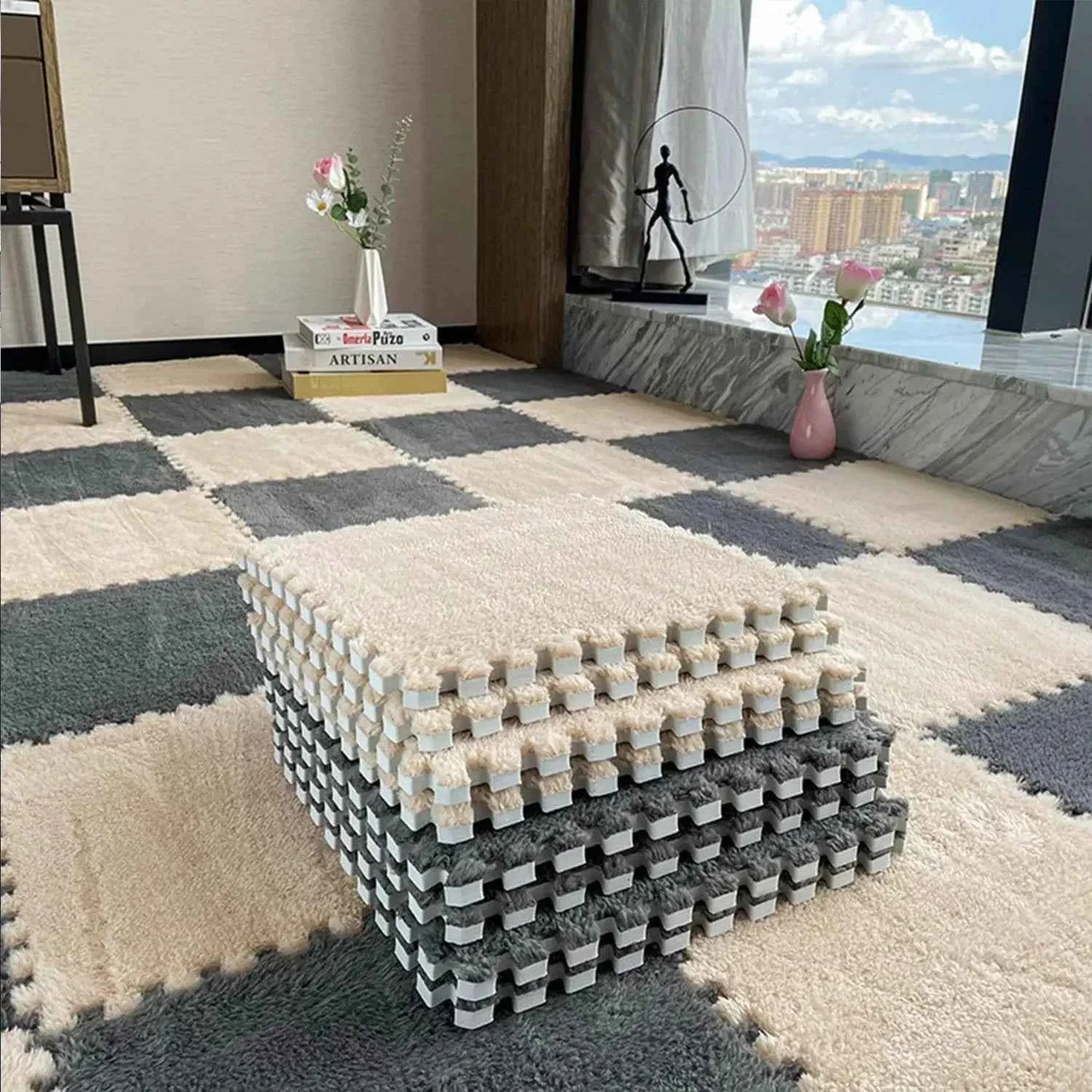 30*30CM Soft Plush Kids Carpet Baby Play Mat 10PCS Puzzle Carpet Warm Playmat Interlocking Exercise Tiles Foam Children's Mat