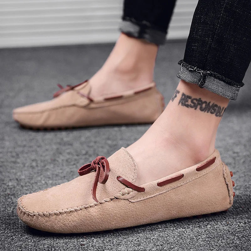 Men's Suede Loafers | Classic Leather Slip-On Driving Flats | Plus Size 38-49