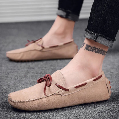 Men's Suede Loafers | Classic Leather Slip-On Driving Flats | Plus Size 38-49
