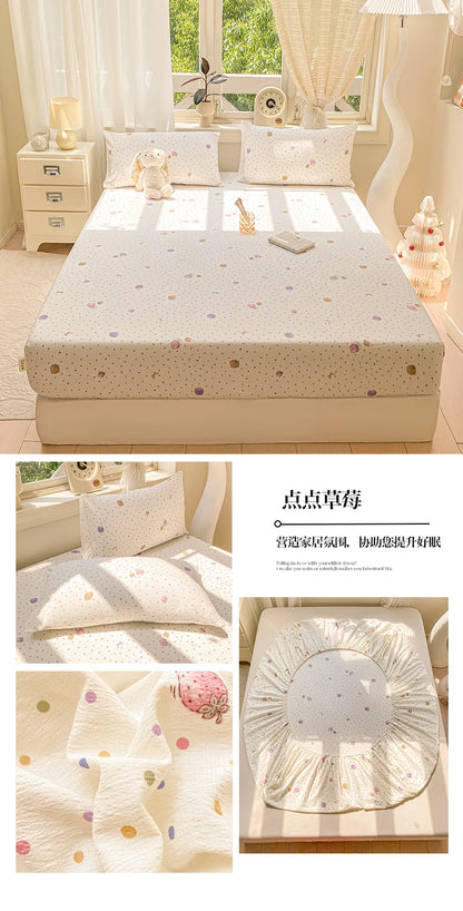 Green Floral Fitted Bed Sheet | Single, Queen, King