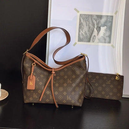Brown Commuter Tote, Large Capacity Shoulder Bag
