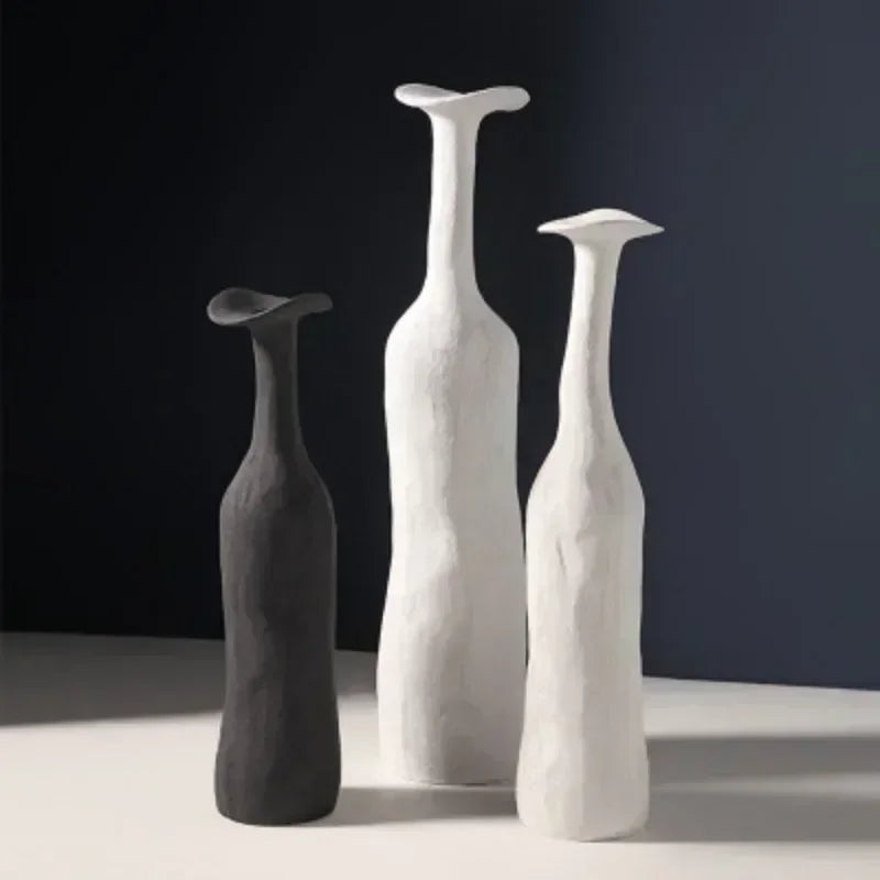 Nordic Handmade Ceramic Vase Textural Design for Modern Luxury Flower Vase Home Decor Elegant Decoration for Living Room Office