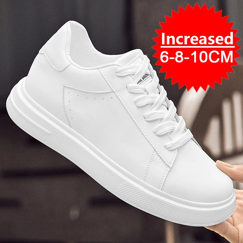 Brand Elevator Shoes Men Heightening Shoes Leather Height Increase 6/8/10cm Lifting Men's Height Increasing Mens Casual Sneakers