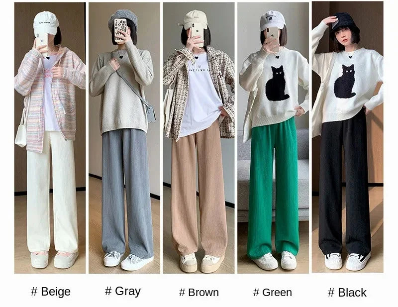 Women's Wide-Leg Pants — Ice Silk Breathable Elastic Waist