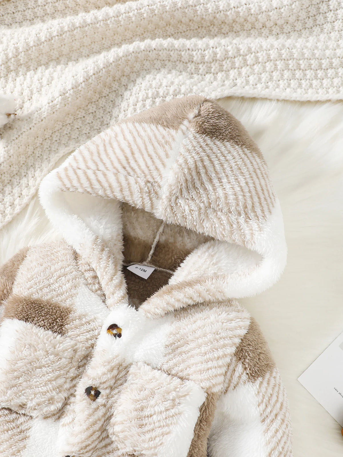 Plaid Hooded Plush Jumpsuit, Winter Warm Romper