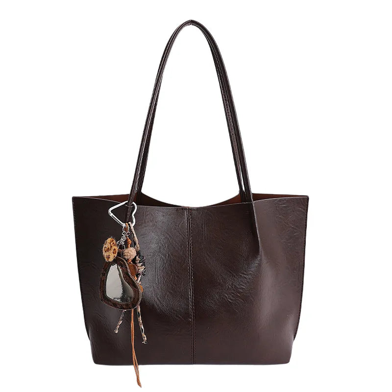 Khaki Wrinkled Faux Leather Tote, Fits 13-Inch Laptop
