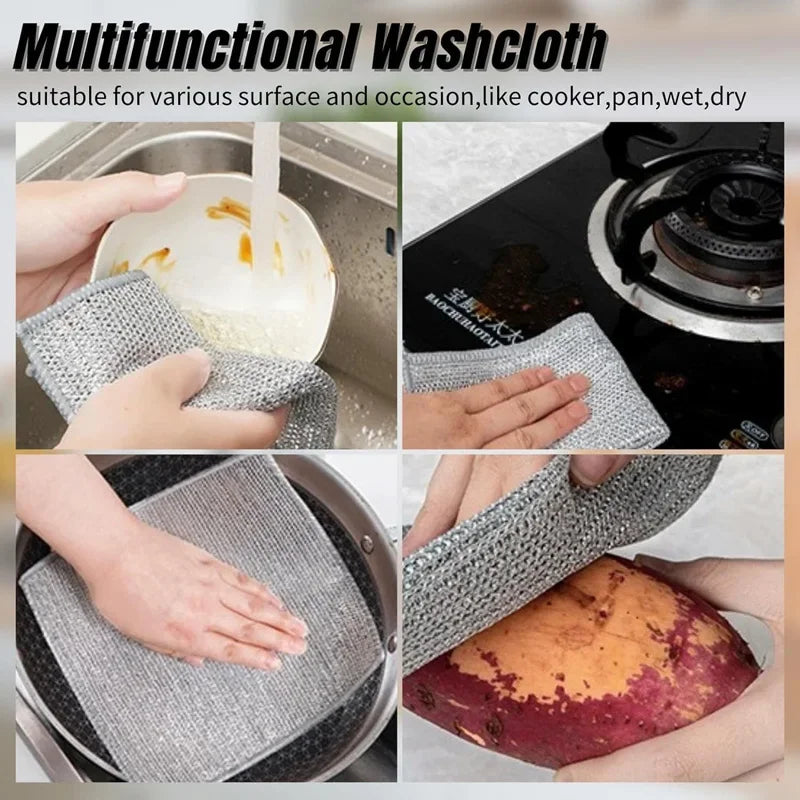 Wire Scrubber Dishcloth, Double-Sided Kitchen Pad