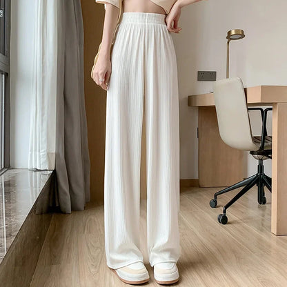 Women's Wide-Leg Pants — Ice Silk Breathable Elastic Waist