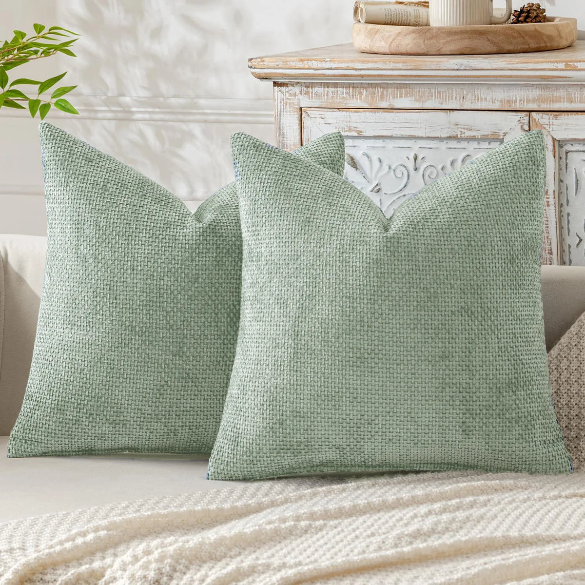 Dark Green Chenille Decorative Cushion Cover