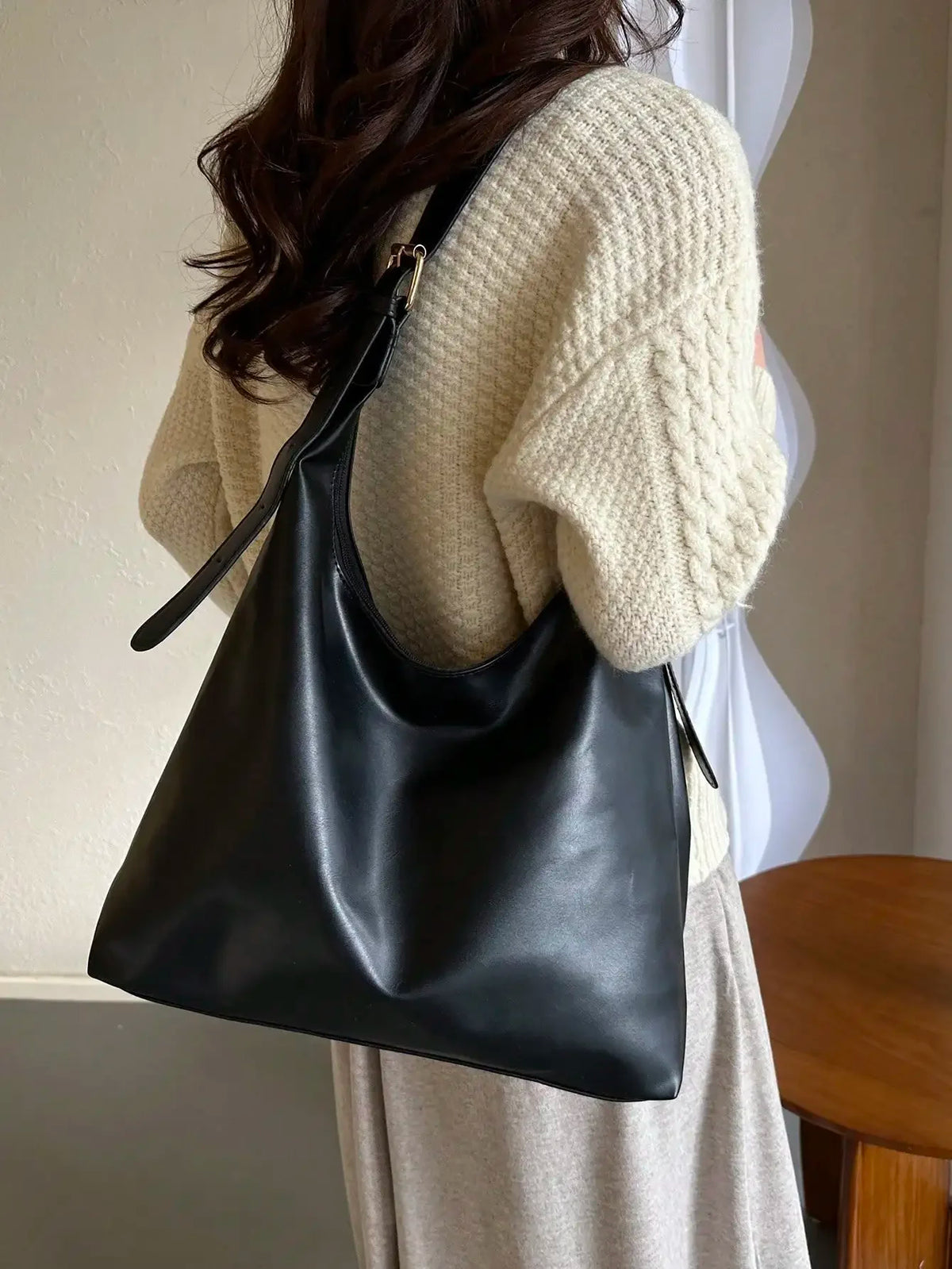 Large Capacity Solid Color Shoulder & Tote Bag