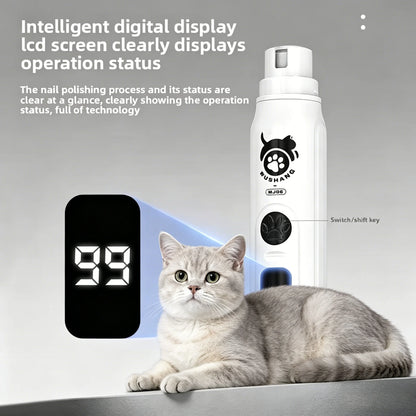 LCD Display Pet Nail Polisher with 3 Grinding Heads