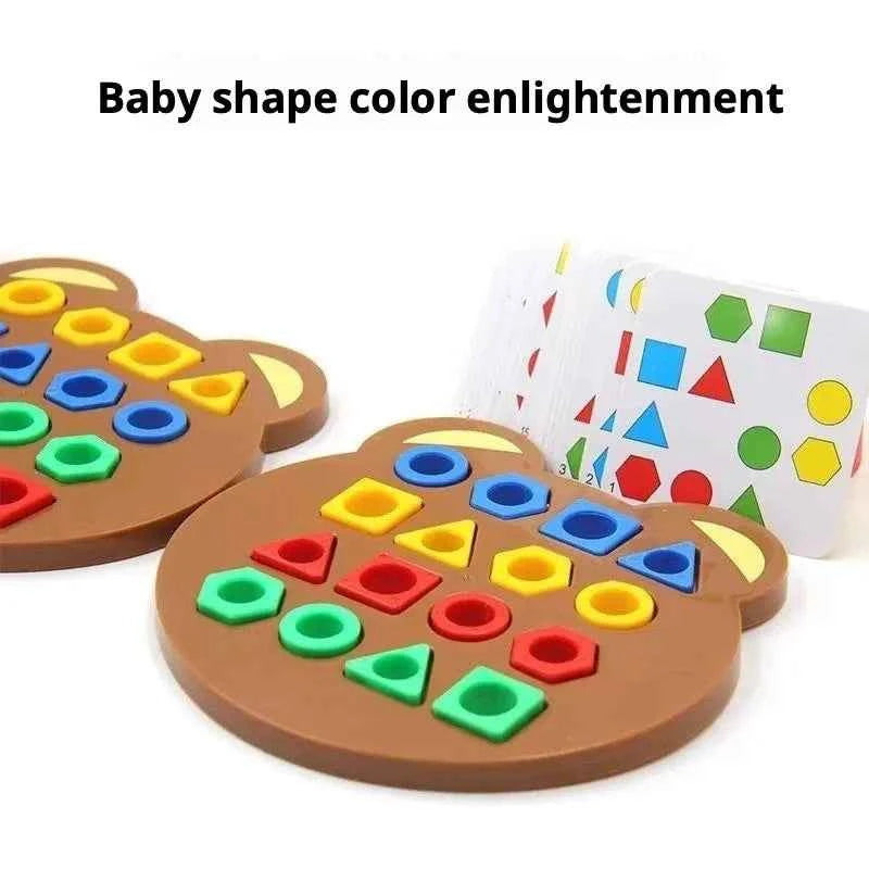 Geometric Shape Matching Puzzle, Montessori Wooden Sorting Toy for Toddlers, Educational Cognitive Training Game for Kids