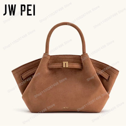 Minimalist Pebbled Leather Trapeze Tote, Top Handle