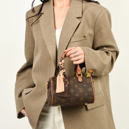 Retro Letter-Print Boston Bag, Trendy Shoulder Bag