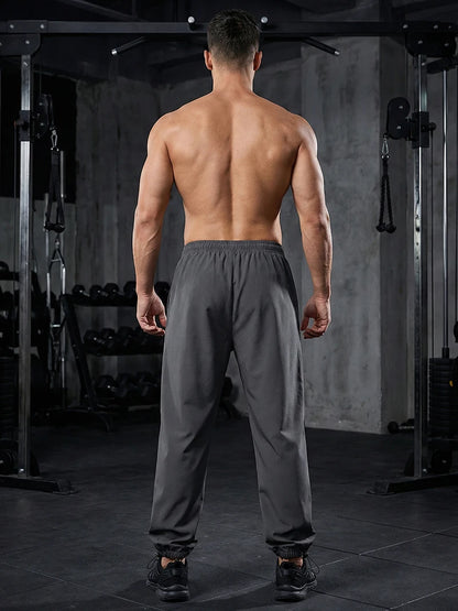 Men's Trendy Sporty Pants with Lines Gym Workout Running Trousers with Side Pockets Athletic Quick-Dry Breathable Sweatpants