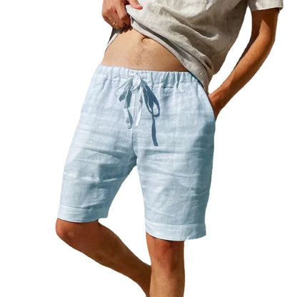 Men's Cotton Linen Hawaii Beach Shorts — Loose Solid Color Versatile Streetwear