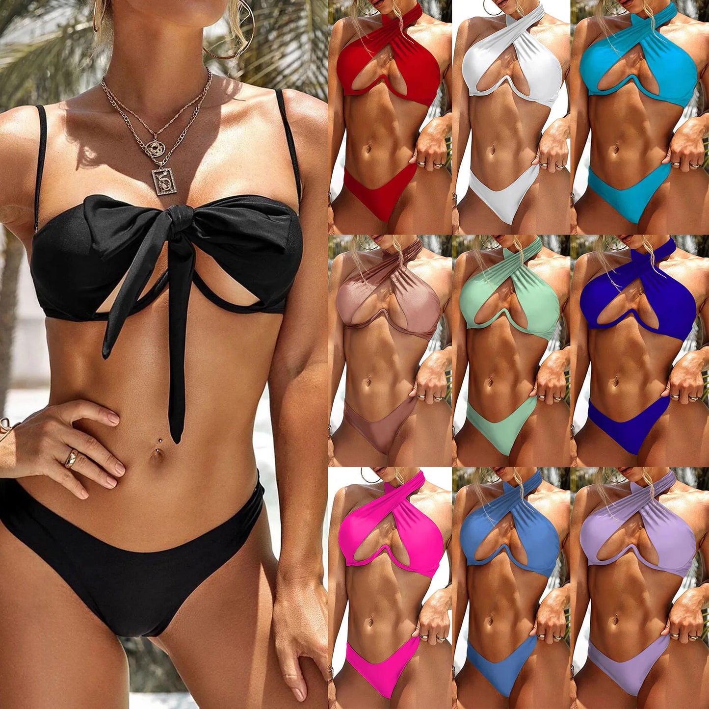 Women's 2-Piece Bikini Set — Cross Bandage Lace-Up Swimsuit
